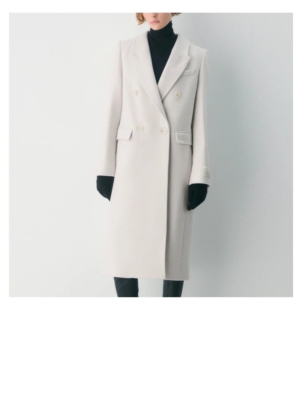 Aritzia Double-Breasted Trench Coat in matte pearl